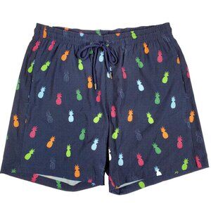 NWT Stone Rose Swimsuit Trunks XXL Navy Blue Pineapples Back & Side Pockets
